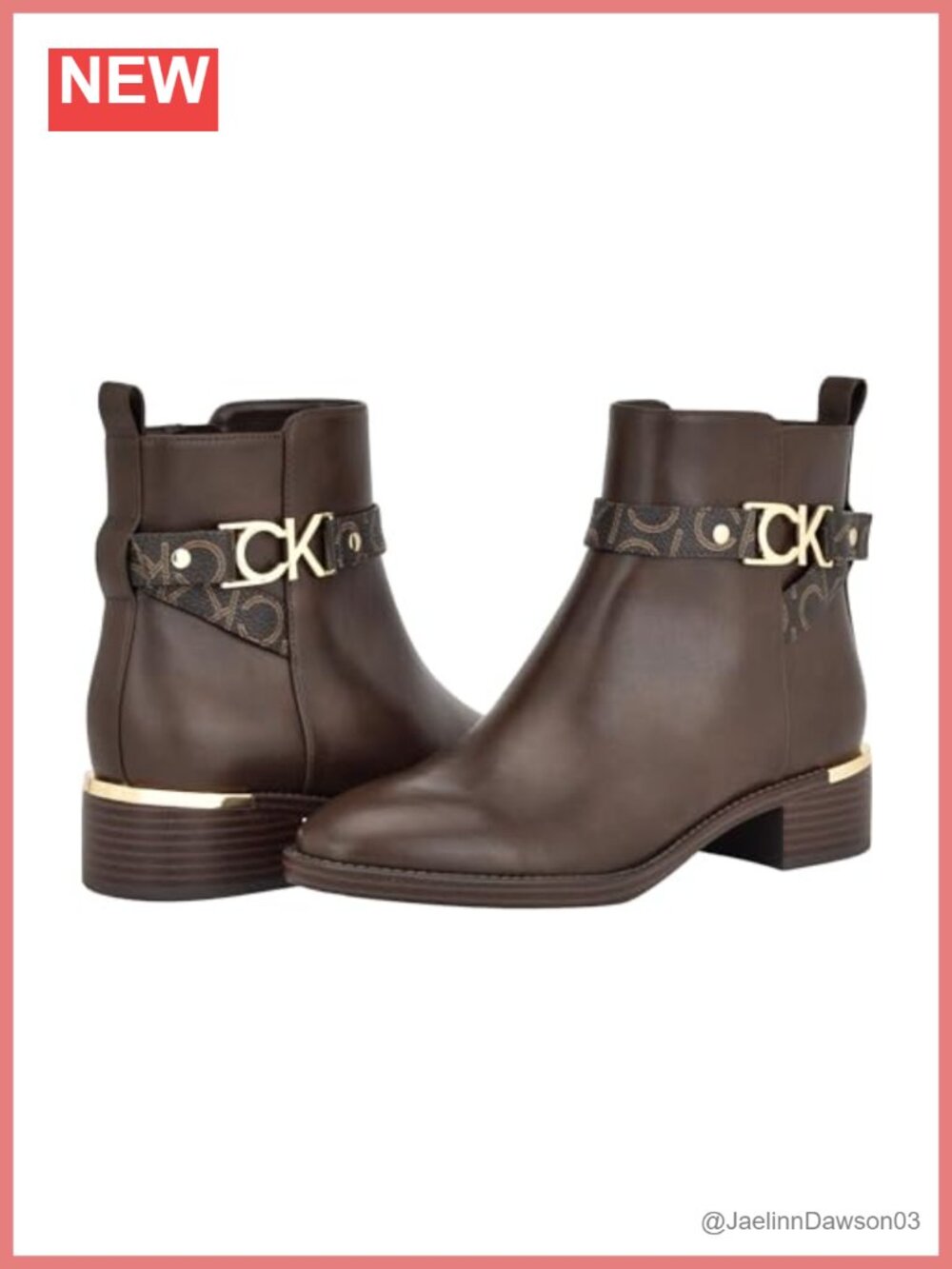 Calvin Klein Dhara Ankle Bootie Mid-Calf Boots Faux Leather Block Heel Zip